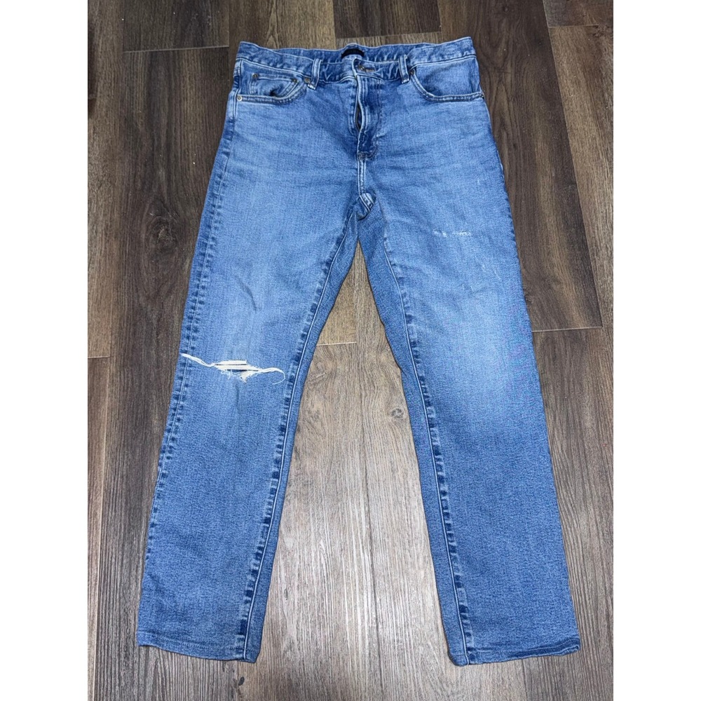 Uniqlo Slim Straight Jeans Blue Distressed Kaihara Denim 31" Waist